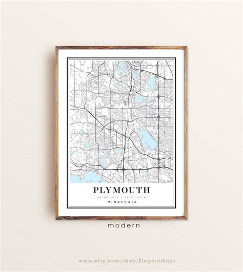 Plymouth Minnesota map Plymouth MN map Plymouth city map | Etsy