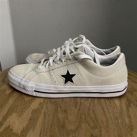 Beige One Star Converse worn once. Men's US size:... - Depop