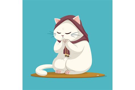 Svg Cat Praying Cartoon Vector Illustrat Graphic By Evoke City