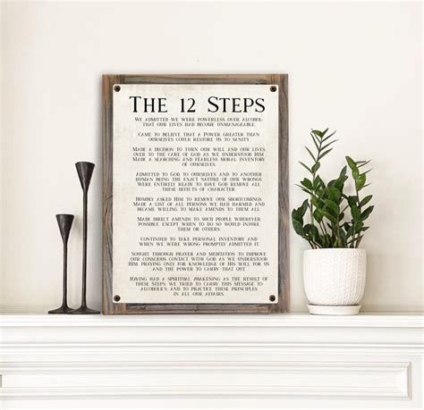 The 12 Steps of Aa-metal Print on Reclaimed Wood Frame-recovery Wall ...