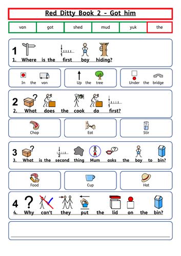 Read Write Inc Red Ditty Comprehension Teaching Resources