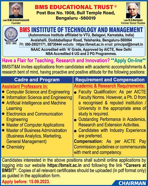 Times Ascent Ad Image for BMS Educational Trust - BMS Institute of