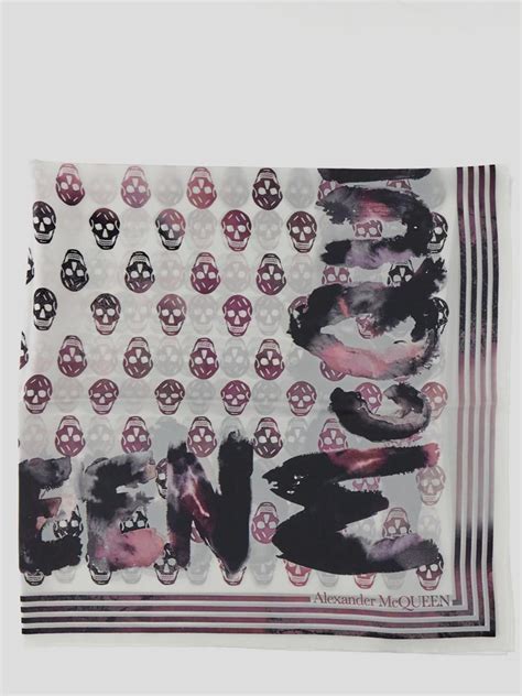 Alexander McQueen Watercolor Graffiti Biker Foulard In Gray Lyst