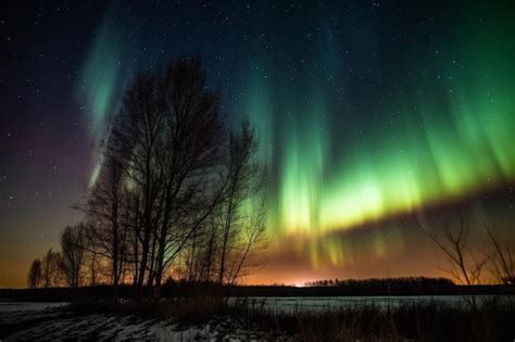 Las Auroras Boreales Se Iluminan En El Cielo Foto Premium