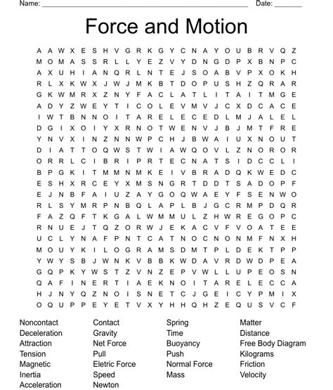 Force And Motion Word Search WordMint