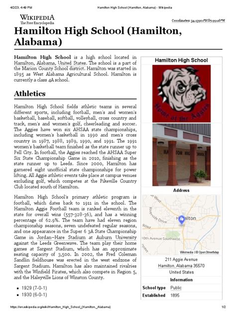 Hamilton High School (Hamilton, Alabama) - Wikipedia | PDF | Sports