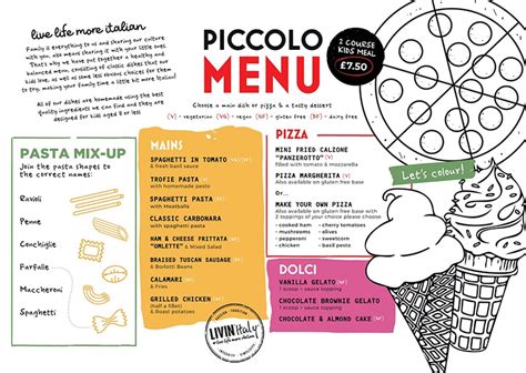 Kids Piccolo Menu Livinitaly