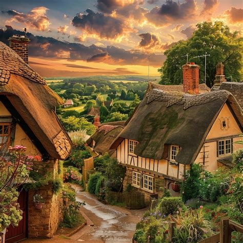 Premium Photo Thatched Roof English Cottages