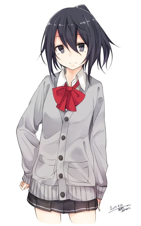 Safebooru 1girl Black Eyes Black Hair Buttons Cardigan Dated Haegiwa Highres Long Sleeves