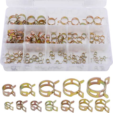 KOXXIAMOQ 150 Pcs Fuel Line Spring Hose Clamps Spring Band Type Spring