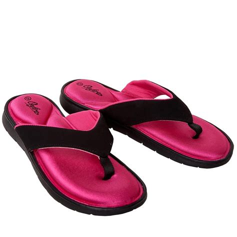 Buy Onfire Womens Memory Foam Insock Toe Post Sandals Black/Pink