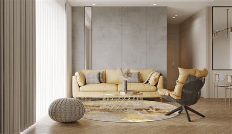 Round rug - Elena (beige/gold) - Living room rugs