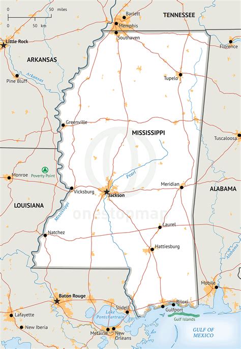 Stock Vector Map Of Mississippi One Stop Map