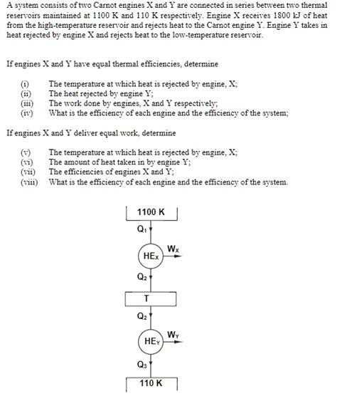 SOLVED A System Consists Of Two Carnot Engines X And Y Connected In