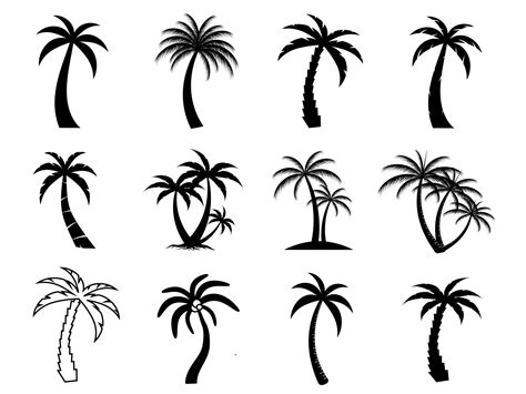 Collection Of Black Coconut Trees Icon Can Be Used To Illustrate Any