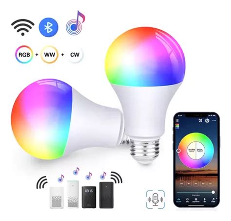 2 Foco Led Inteligente Rgbcw Wifi Para Alexa Google 12w Meses sin interés