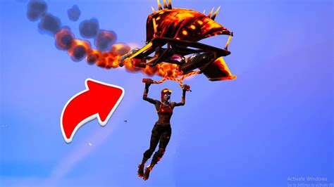 New Free Fiery Descent Glider In Fortnite Gameplay Youtube