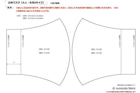 【無料型紙あり】20分で完成！立体マスクの作り方 Nunocoto Fabric 縫製パターン 無料型紙 型紙