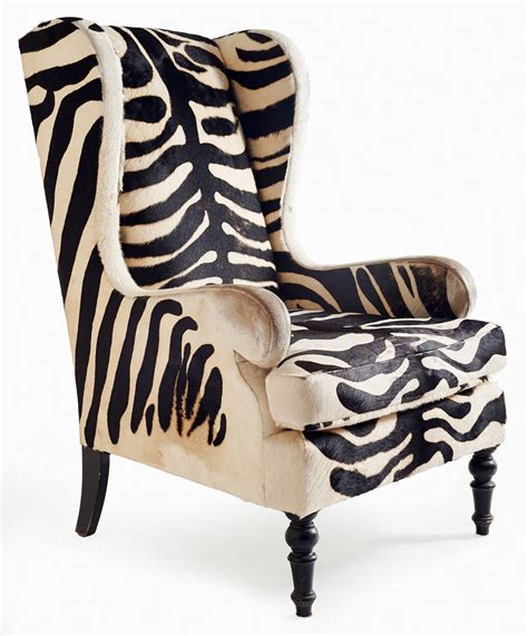 20th Century Faux Zebra Wingback Chairs at 1stDibs