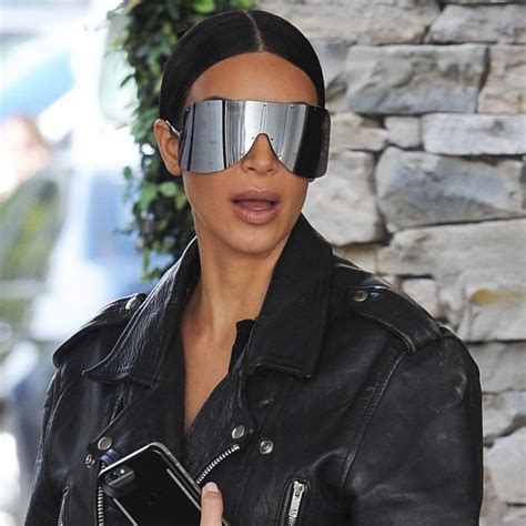 Kim Kardashian Rocks Stylish Black Leather Jacket And Futuristic Sunglasses