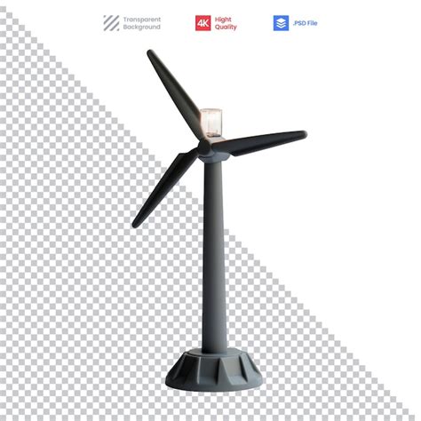 Premium PSD Black Wind Turbine On White Background