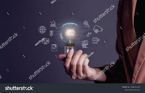 Light Bulb Represents Creativity Innovation Intelligence Stock Photo