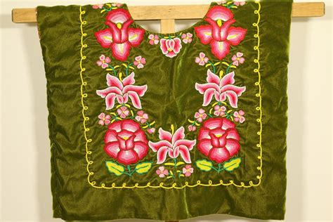 Blusa Mexicana Güipil De Tehuana Con Flores Tejidas A Mano Sobre