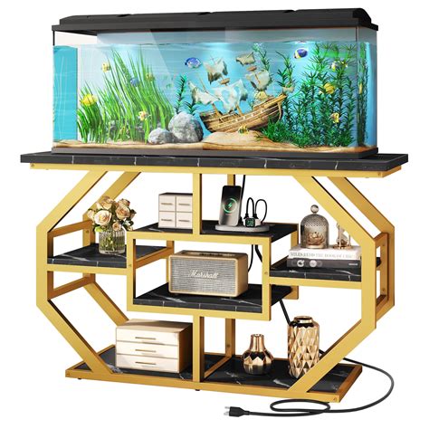 Dextrus Gallon Aquarium Stand With Power Outlets Cabinet For