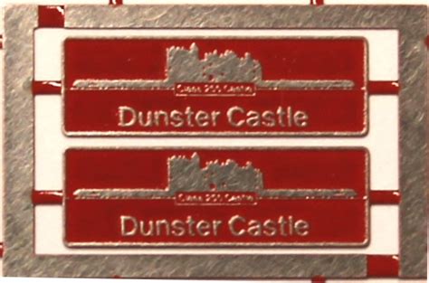 43122 Dunster Castle Etched Nameplates Oo Gauge Rainbow Railways