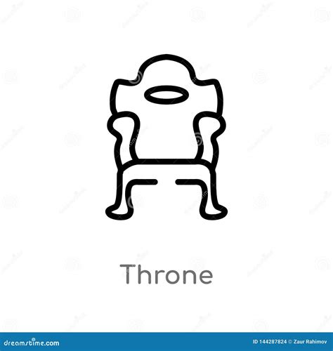 Outline Throne Vector Icon Isolated Black Simple Line Element