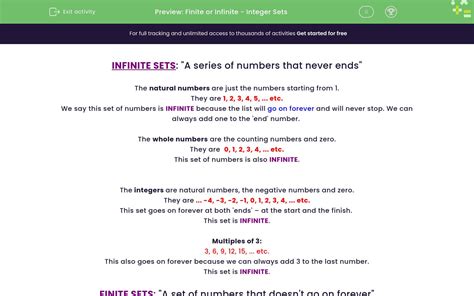 Recognise Infinite And Finite Sets Of Numbers Worksheet Edplace