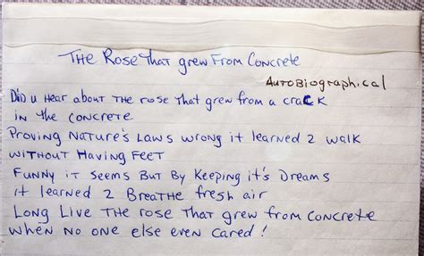 The Rose That Grew From Concrete Tupacs Handwritten Poem