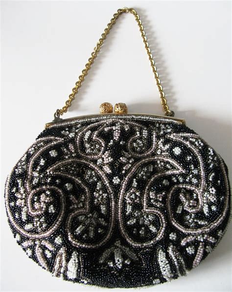 Vintage 40 S French Glass Beaded Paisley Evening Bag Purse Etsy