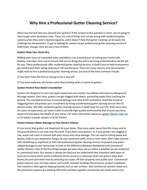 PPT Why Hire A Professional Gutter Cleaning Service PowerPoint