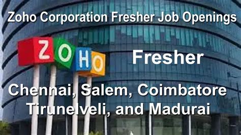 Zoho Corporation Fresher Job Openings Software Developers B E