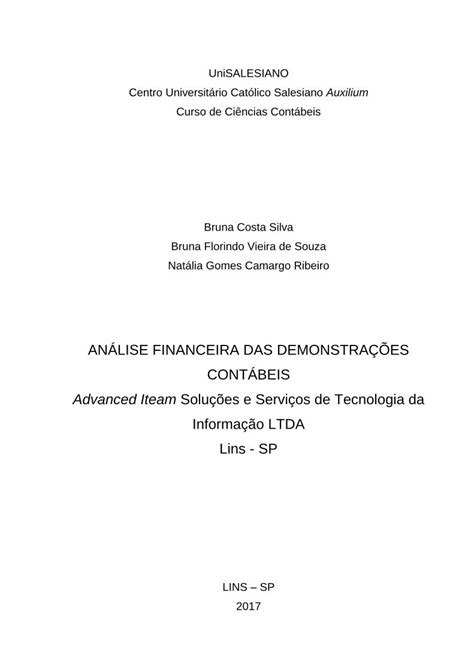 Pdf AnÁlise Financeira Das DemonstraÇÕes ContÁbeis · AnÁlise