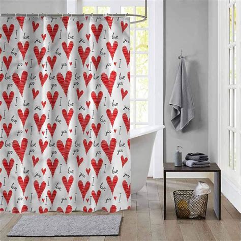 Scottdecor Love Shower Curtains Hand Writing Valentines Hotel Shower