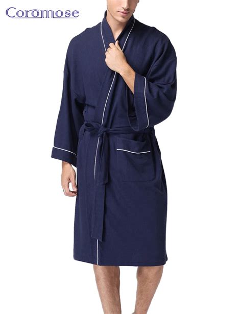 Coromose Mens Shawl Collar Coral Flannel Bath Robe Winter Autumn Casual Nightgown Long Bathrobe