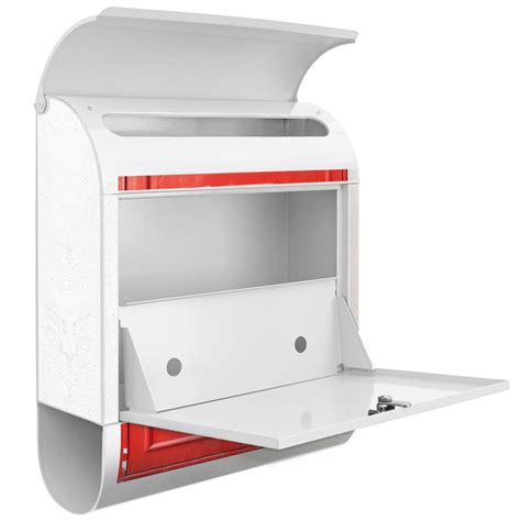 Banjado Design Briefkasten Weiß Pulverbeschichtet, 39x47x14cm, 2