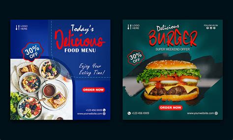 food restaurant social media post  behance
