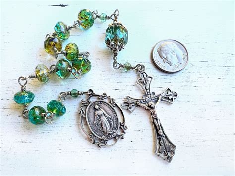 Miraculous Medal Hand Wire Wrapped One Decade Tenner Rosary Etsy