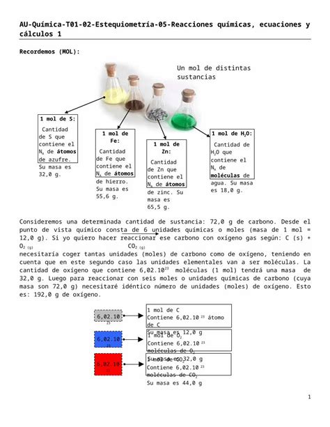 DOCX A vueltas con el mol Web viewAU Química T01 02 Estequiometría