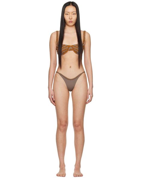 Isa Boulder Ssense Exclusive Brown Weaver Full Chain Bikini In Black