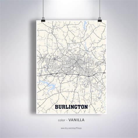 Burlington Map Print Burlington City Map North Carolina Nc Etsy