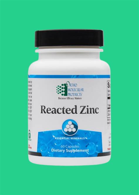 Ortho Molecular Products Reacted Zinc 60 Capsules Lone Star Vitality