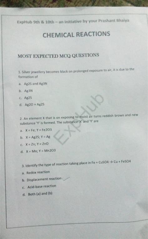 Identify The Type Of Reaction Taking Place In Fe CuSO4Cu FeSO4 Filo