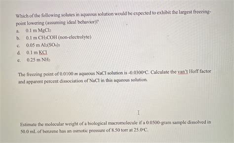 Solved Sucrose Is A Nonvolatile Nonionizing Solute In Chegg