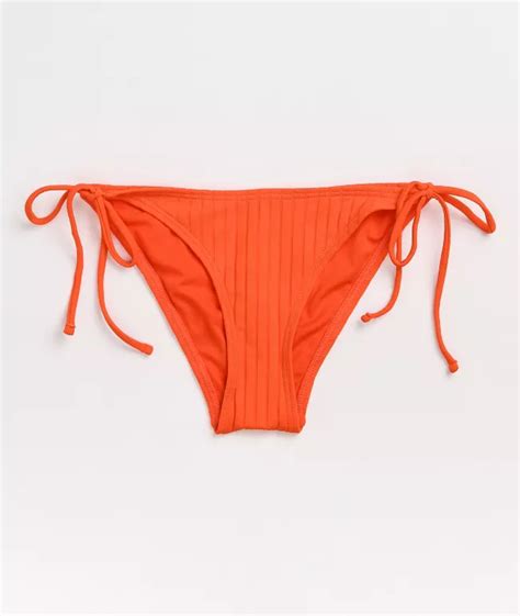 Damsel Florescent Orange Ribbed Super Cheeky Bikini Bottom