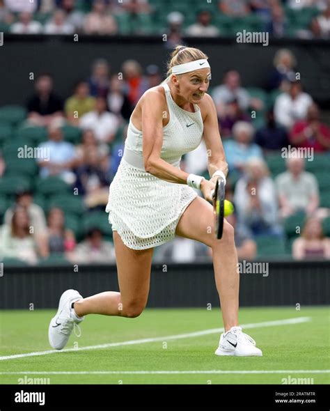 Petra Kvitova In Action Against Jasmine Paolini Not Pictured On Day