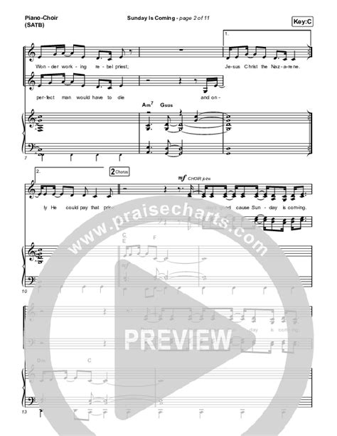 Sunday Is Coming Choral Anthem SATB Sheet Music PDF Phil Wickham